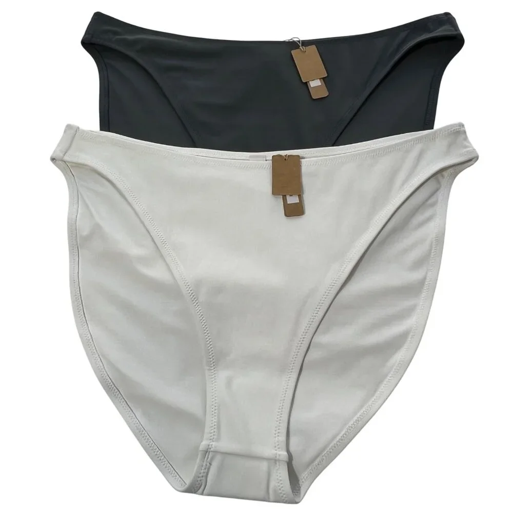 SKIMS‎ Shaping Swim Dipped Bikini Bottom Lot of 2 Marble Gunmetal 3X